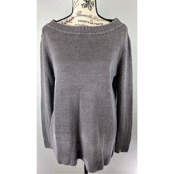 Talbots Sweaters - Talbot Grey Linen Knit Boatneck Sweater, size Medium